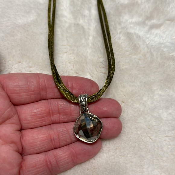 Brighton Venus Rising necklace-silver toned with large faceted champagne stone. - Picture 3 of 4